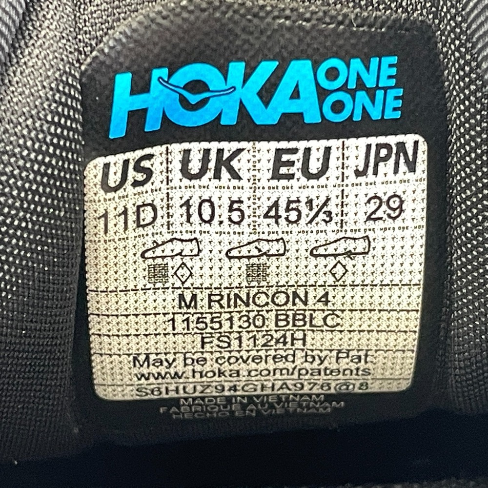 Hoka One One Rincon 4 Running Shoes Mens Size 11 D Black Mesh Athletic Sneakers - Picture 10 of 10